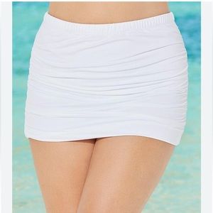 NWT swimsuits for all white shirred swim skirt